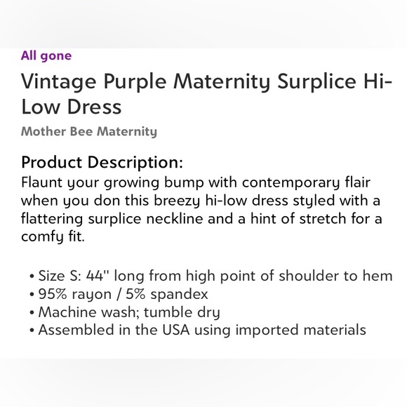 Brand new, never worn elegant maternity dress - Picture 4 of 4